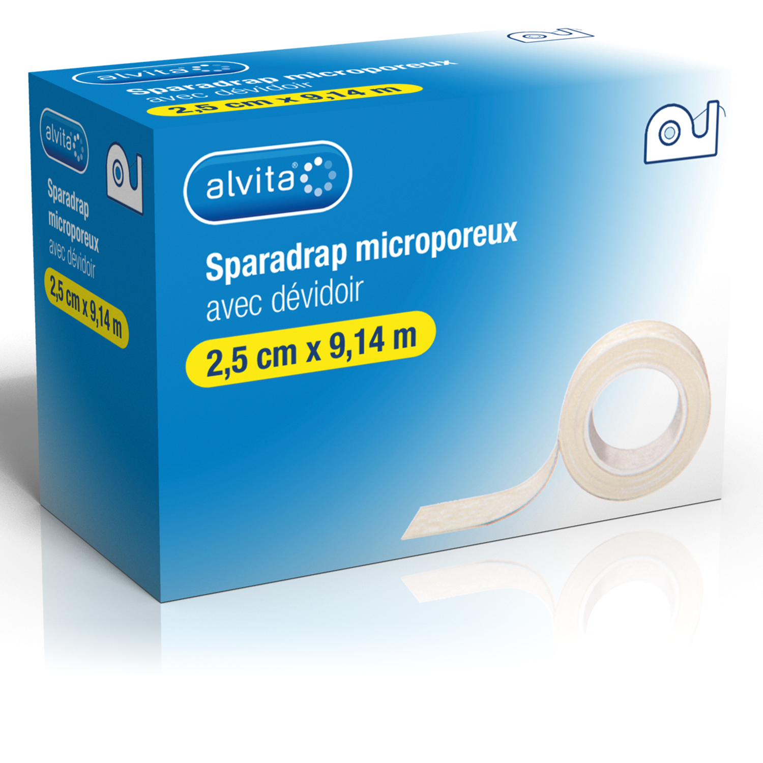 Sparadraps microporeux avec dévidoir Alvita