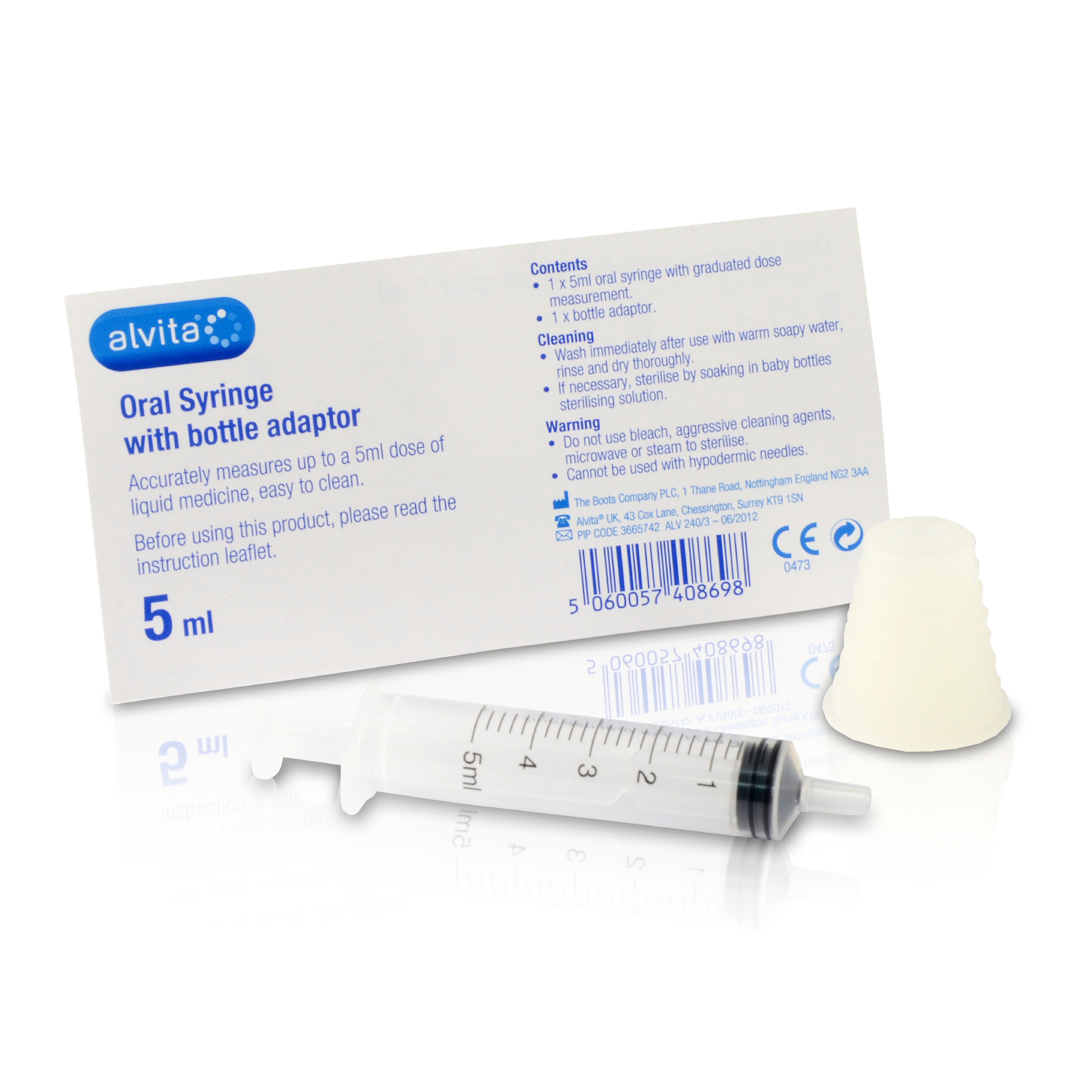 Oral Syringe with bottle adaptor Think Alvita